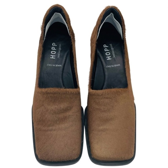 HOPP Made in Italy Leather Bare Loafer Toffee Calf Hair, SZ 6.5 - Picture 4 of 15